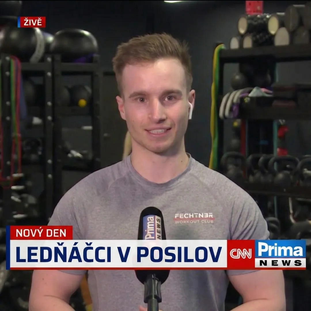 Tomáš Kofent v živém vstupu CNN Prima News, natáčeno ve Fechtner Workout Clubu